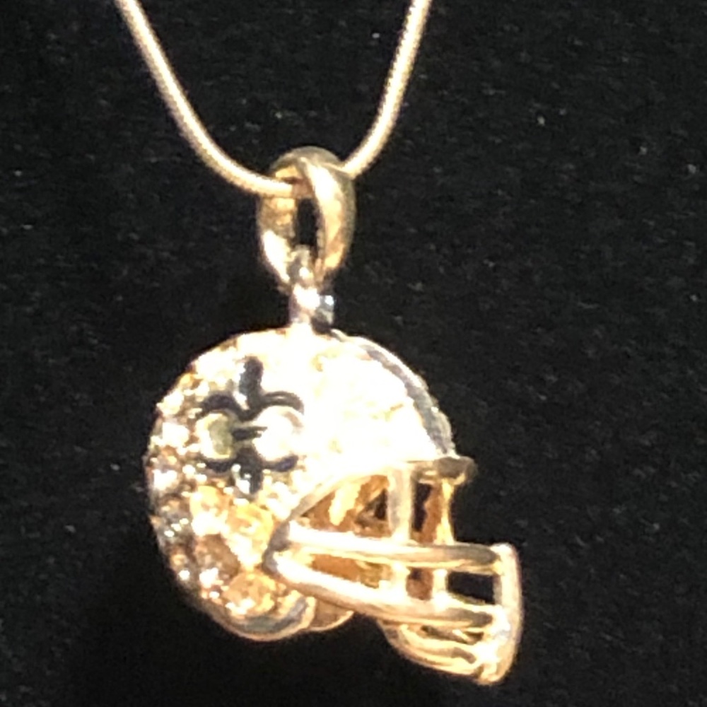 NWT SAINT Helmet in crystals on 16” chain